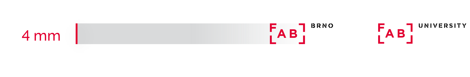 Minimální výška horizontálního logotypu FabLab Brno a FabLab University je 4 mm.